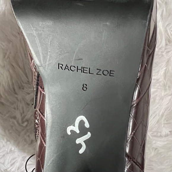 Rachel Zoe Deep Mahogany Croc Embossed Maya Platform Heeled Boots - Picture 12 of 13